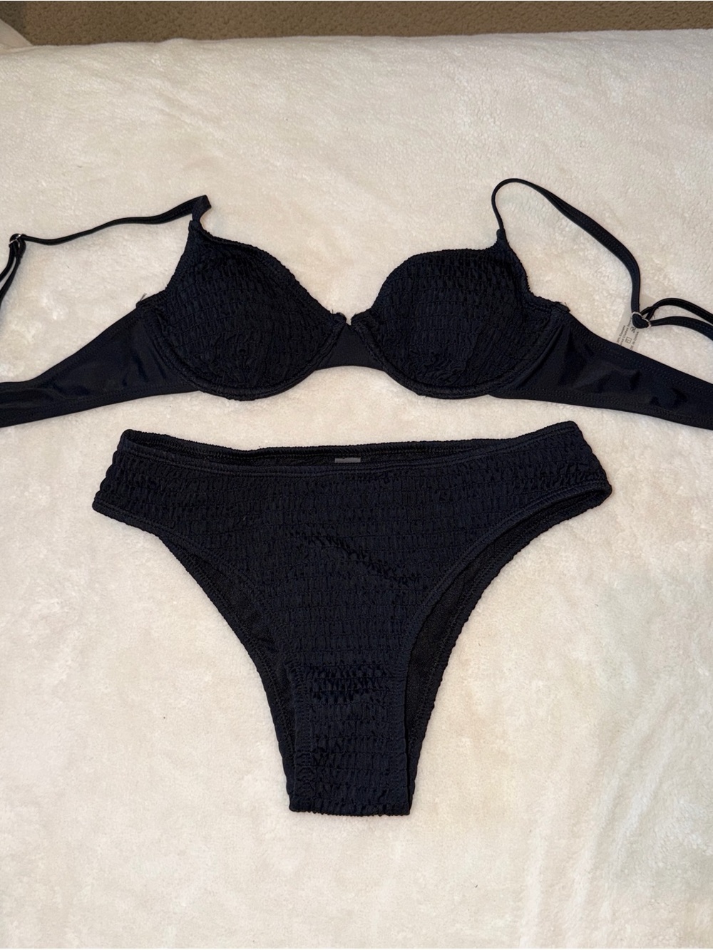 NEW Black Textured Underwire Bikini Set - Women Swim